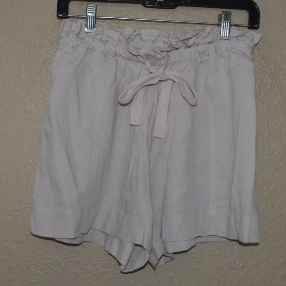 Sz 4 Ulla Johnson Beige Elastic Drawstring Waist Shorts - Picture 1 of 5